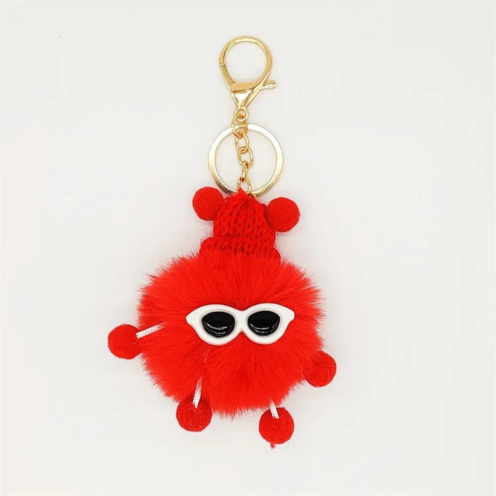 Unique Keychain - Cartoon Pom Pom Doll With Metal Keyring - TSKC1 - Touchy Style