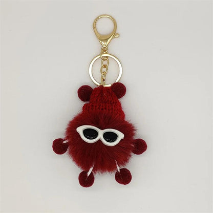 Unique Keychain - Cartoon Pom Pom Doll With Metal Keyring - TSKC1 - Touchy Style