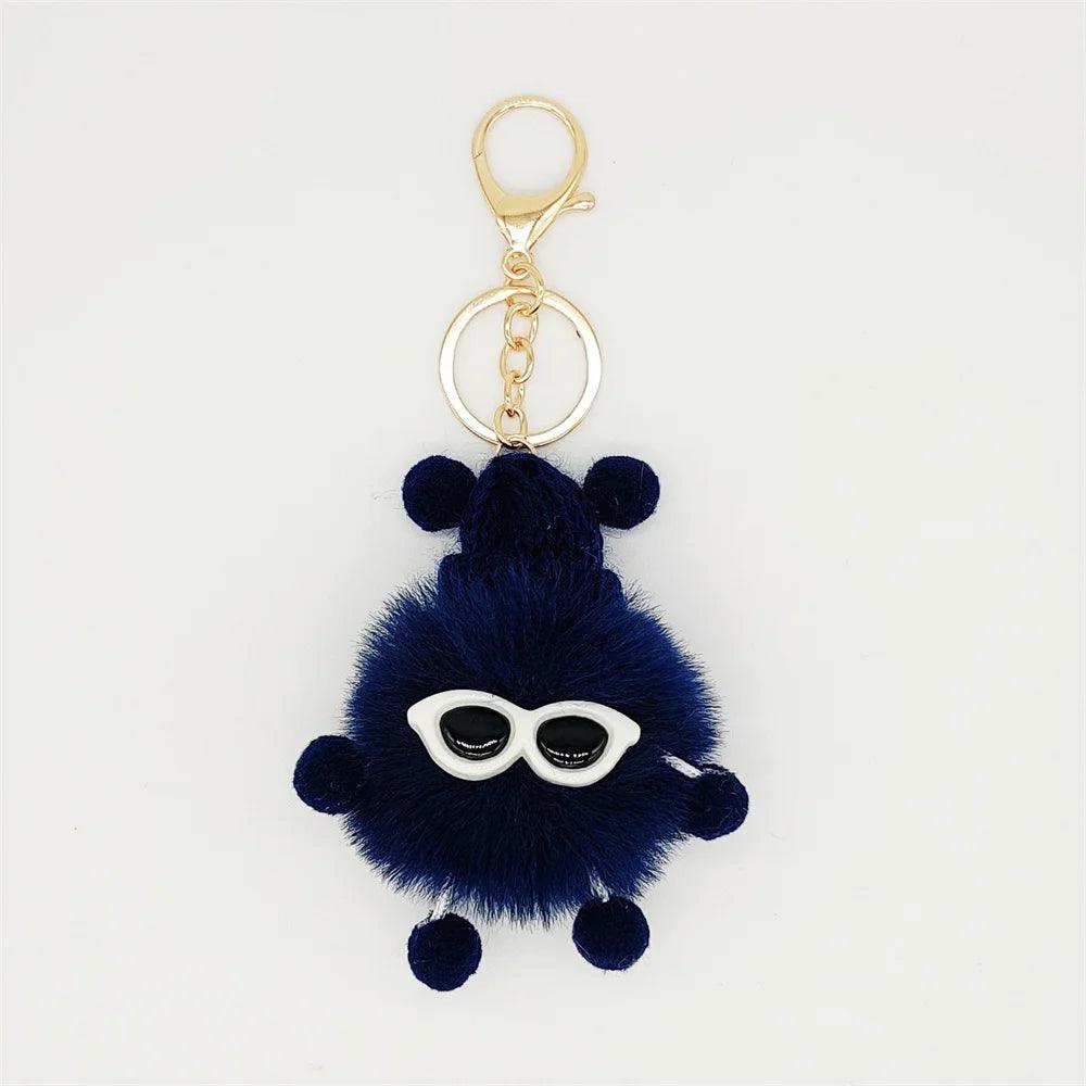 Unique Keychain - Cartoon Pom Pom Doll With Metal Keyring - TSKC1 - Touchy Style