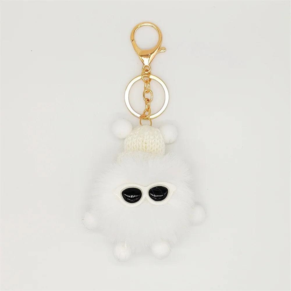 Unique Keychain - Cartoon Pom Pom Doll With Metal Keyring - TSKC1 - Touchy Style