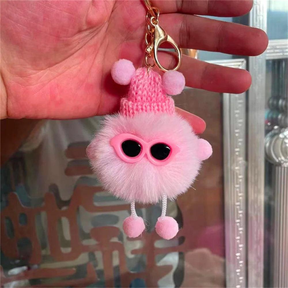 Unique Keychain - Cartoon Pom Pom Doll With Metal Keyring - TSKC1 - Touchy Style