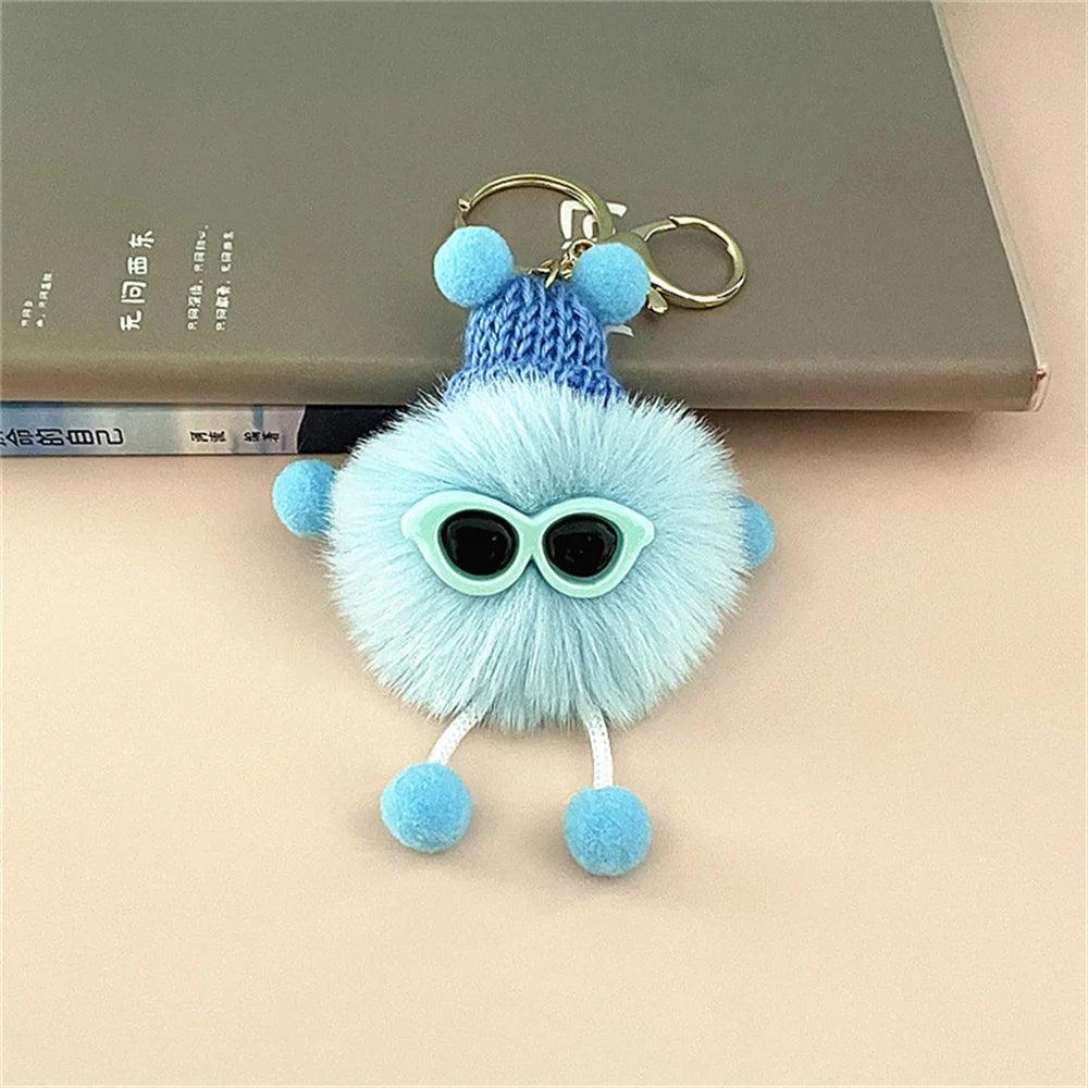 Unique Keychain - Cartoon Pom Pom Doll With Metal Keyring - TSKC1 - Touchy Style