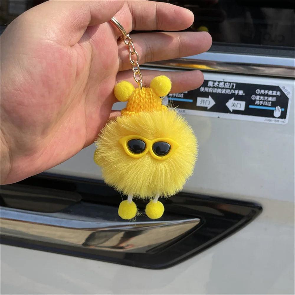 Unique Keychain - Cartoon Pom Pom Doll With Metal Keyring - TSKC1 - Touchy Style