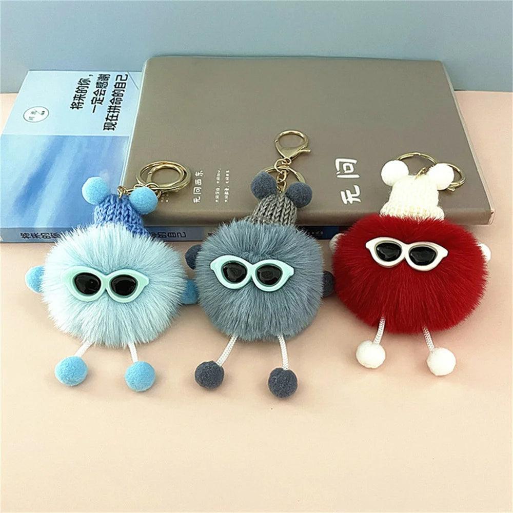 Unique Keychain - Cartoon Pom Pom Doll With Metal Keyring - TSKC1 - Touchy Style