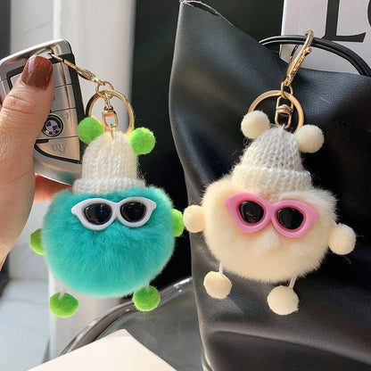 Unique Keychain - Cartoon Pom Pom Doll With Metal Keyring - TSKC1 - Touchy Style