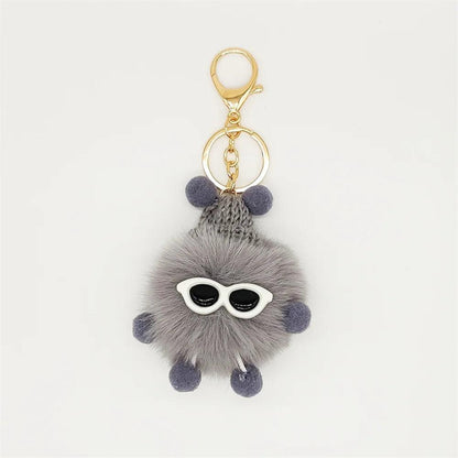 Unique Keychain - Cartoon Pom Pom Doll With Metal Keyring - TSKC1 - Touchy Style