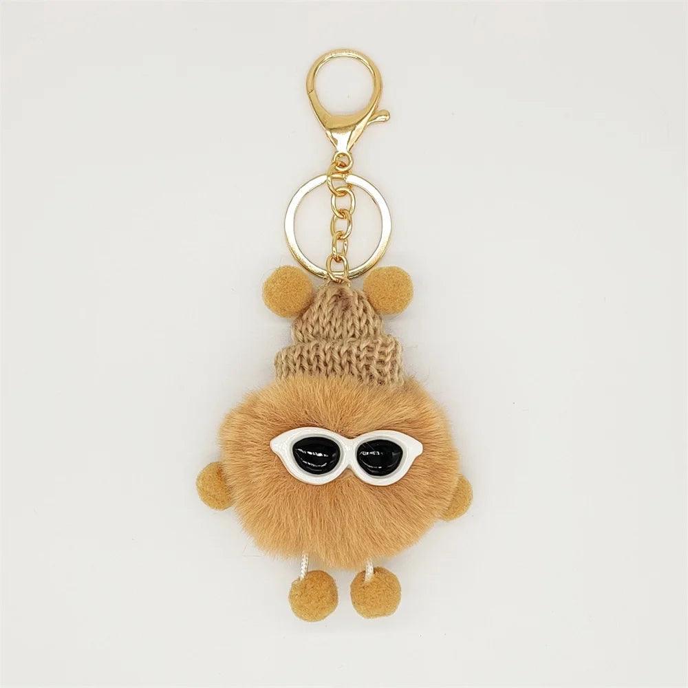 Unique Keychain - Cartoon Pom Pom Doll With Metal Keyring - TSKC1 - Touchy Style