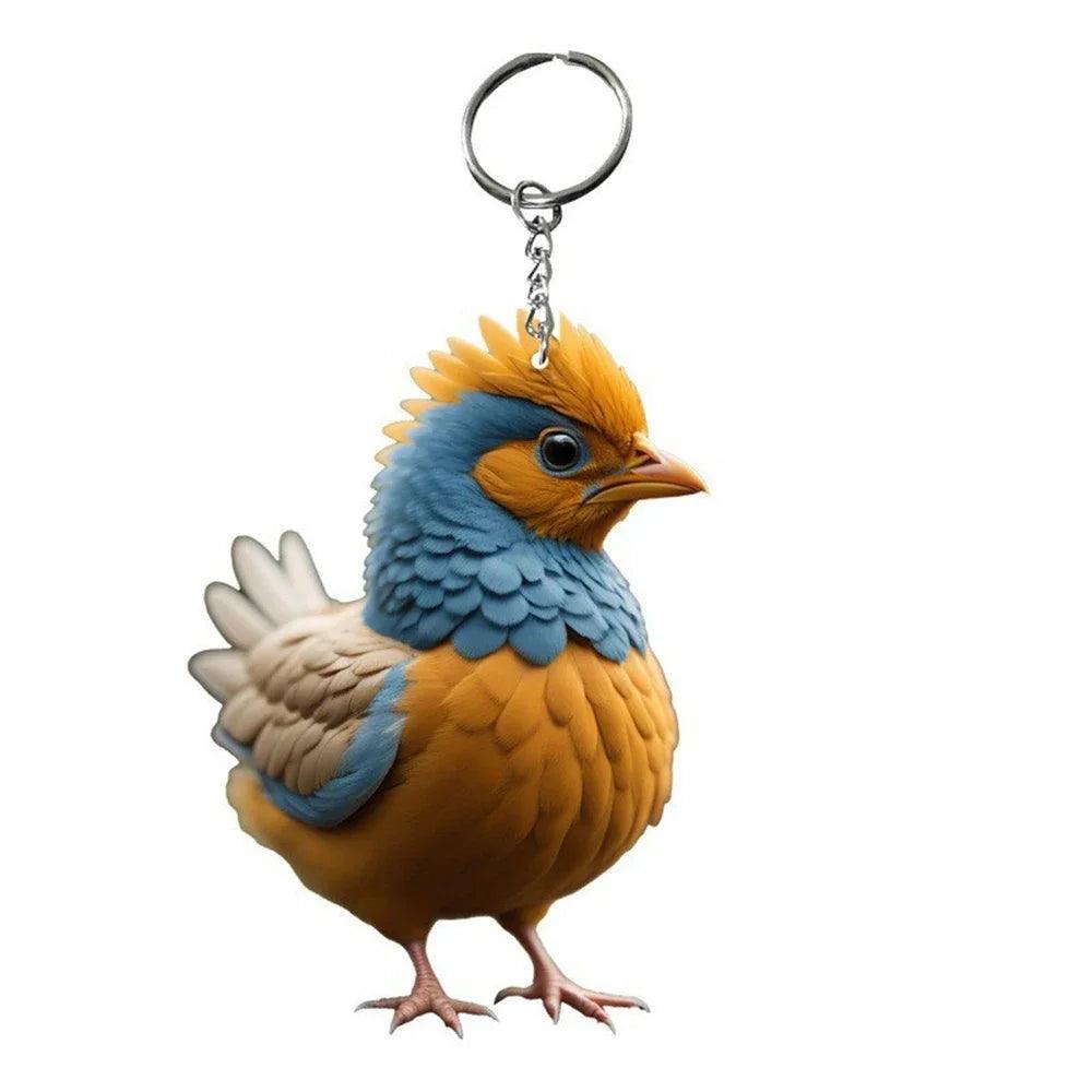 Unique Keychains - 3D Acrylic Cartoon Rooster - Chicken Shape - TSKC13 Design - Touchy Style