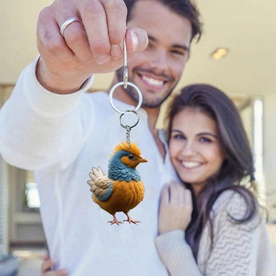 Unique Keychains - 3D Acrylic Cartoon Rooster - Chicken Shape - TSKC13 Design - Touchy Style