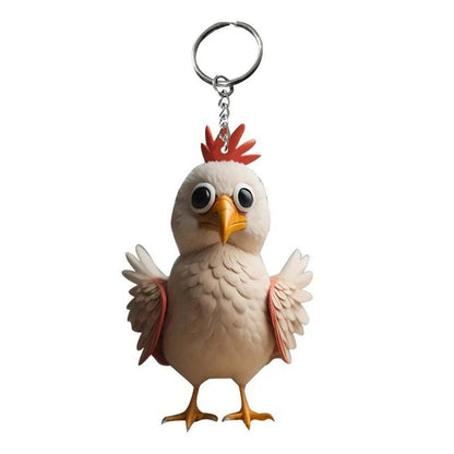 Unique Keychains - 3D Acrylic Cartoon Rooster - Chicken Shape - TSKC13 Design - Touchy Style