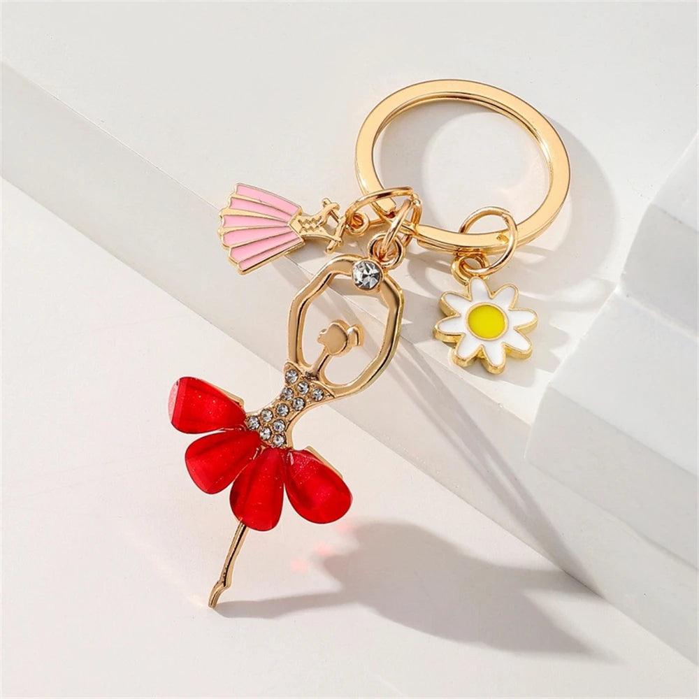 Unique Keychains - Angel Dancing - Zircon Inlaid Ballerina Charms With Key Holder - TSKC11 - Touchy Style