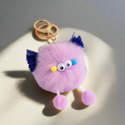 Unique Keychains - Cartoon Pompom Plush Big Eyes Doll Pendant Keyring - TSKC15 - Touchy Style