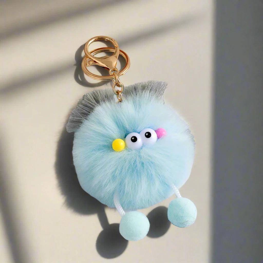 Unique Keychains - Cartoon Pompom Plush Big Eyes Doll Pendant Keyring - TSKC15 - Touchy Style