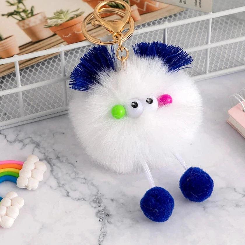 Unique Keychains - Cartoon Pompom Plush Big Eyes Doll Pendant Keyring - TSKC15 - Touchy Style