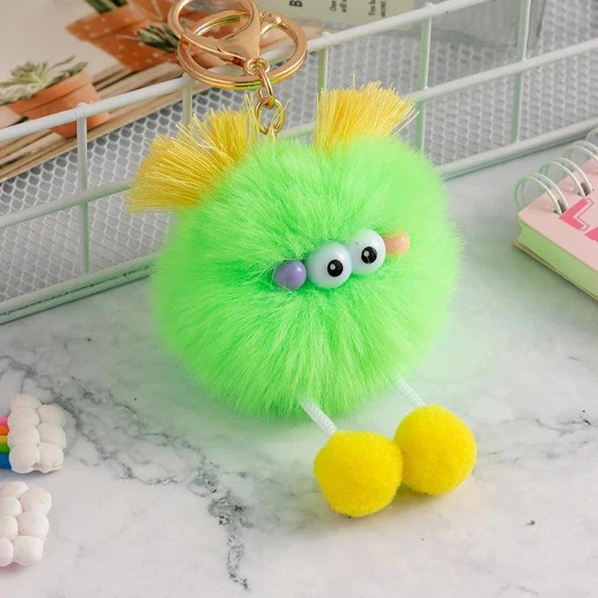 Unique Keychains - Cartoon Pompom Plush Big Eyes Doll Pendant Keyring - TSKC15 - Touchy Style