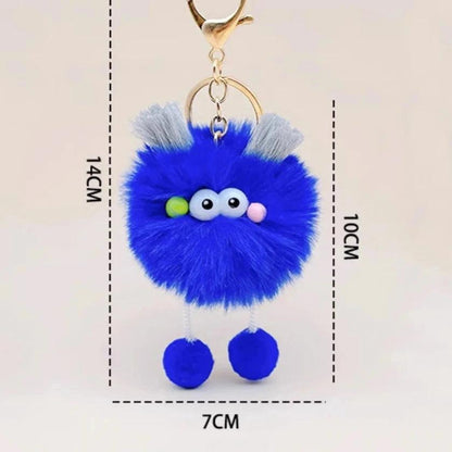 Unique Keychains - Cartoon Pompom Plush Big Eyes Doll Pendant Keyring - TSKC15 - Touchy Style