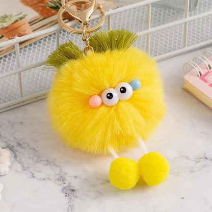 Unique Keychains - Cartoon Pompom Plush Big Eyes Doll Pendant Keyring - TSKC15 - Touchy Style