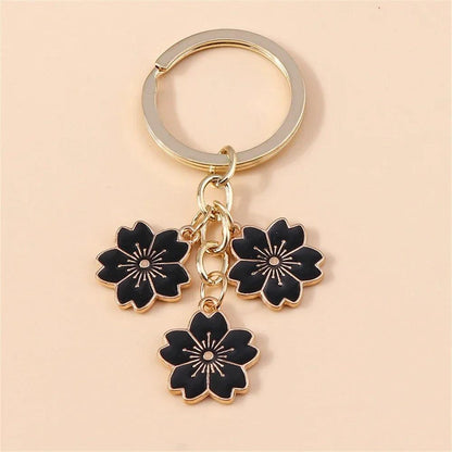 Unique Keychains - Cherry Blossom, Enameled Sakura Floral Tassel - TSKC6 - Touchy Style