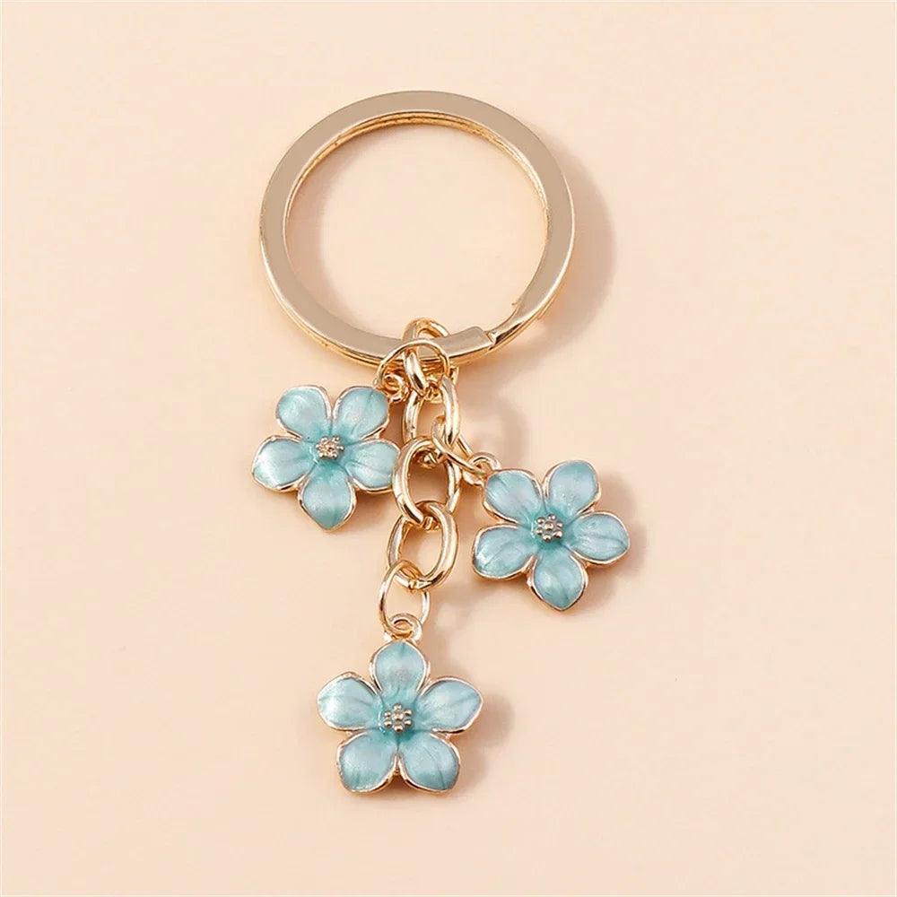 Unique Keychains - Cherry Blossom, Enameled Sakura Floral Tassel - TSKC6 - Touchy Style