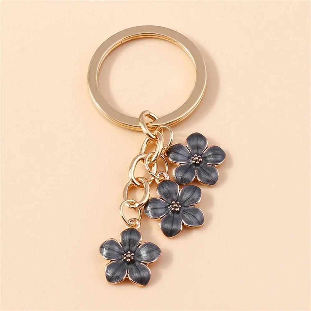 Unique Keychains - Cherry Blossom, Enameled Sakura Floral Tassel - TSKC6 - Touchy Style