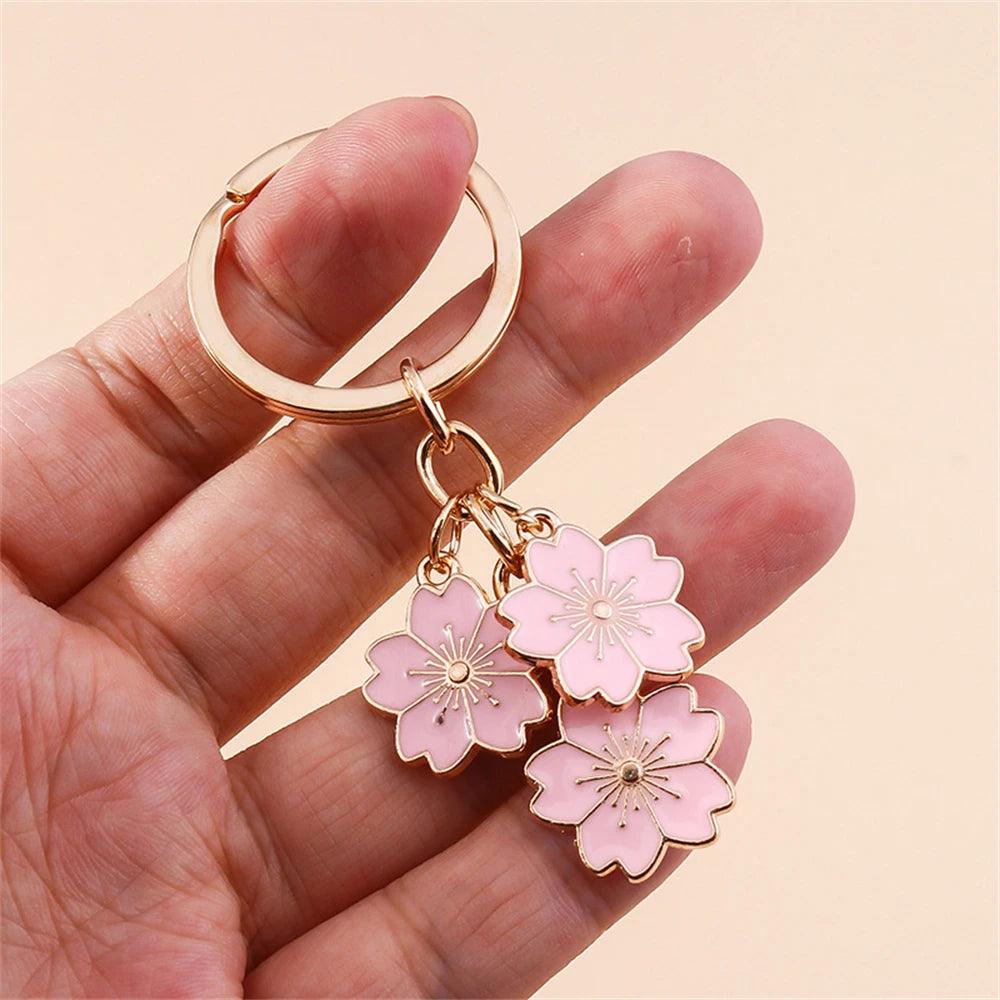 Unique Keychains - Cherry Blossom, Enameled Sakura Floral Tassel - TSKC6 - Touchy Style