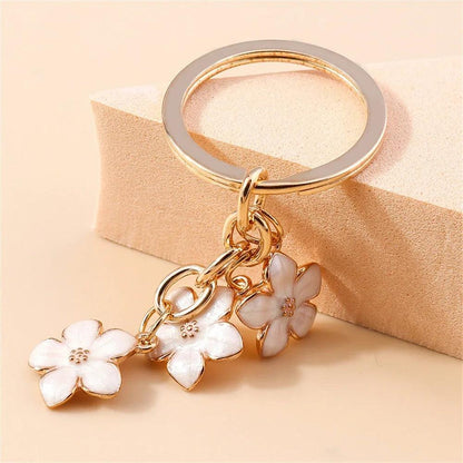 Unique Keychains - Cherry Blossom, Enameled Sakura Floral Tassel - TSKC6 - Touchy Style