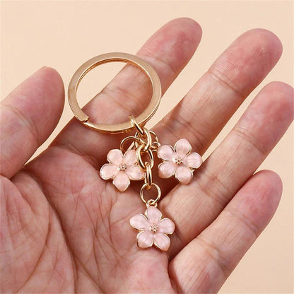 Unique Keychains - Cherry Blossom, Enameled Sakura Floral Tassel - TSKC6 - Touchy Style