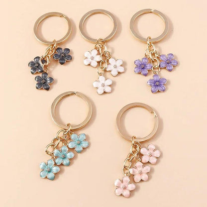 Unique Keychains - Cherry Blossom, Enameled Sakura Floral Tassel - TSKC6 - Touchy Style