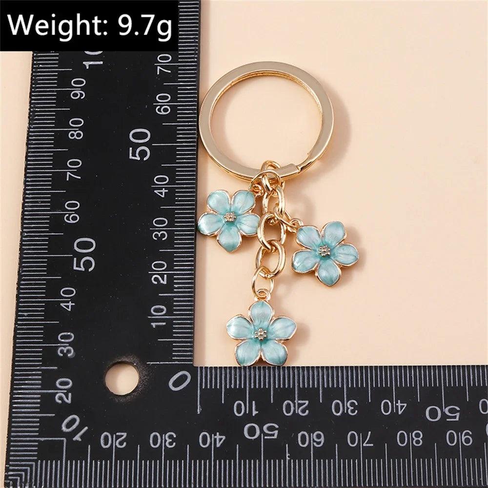 Unique Keychains - Cherry Blossom, Enameled Sakura Floral Tassel - TSKC6 - Touchy Style