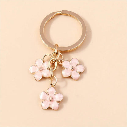 Unique Keychains - Cherry Blossom, Enameled Sakura Floral Tassel - TSKC6 - Touchy Style