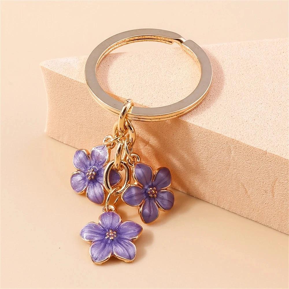 Unique Keychains - Cherry Blossom, Sakura Floral Tassel - TSKC6 - Touchy Style