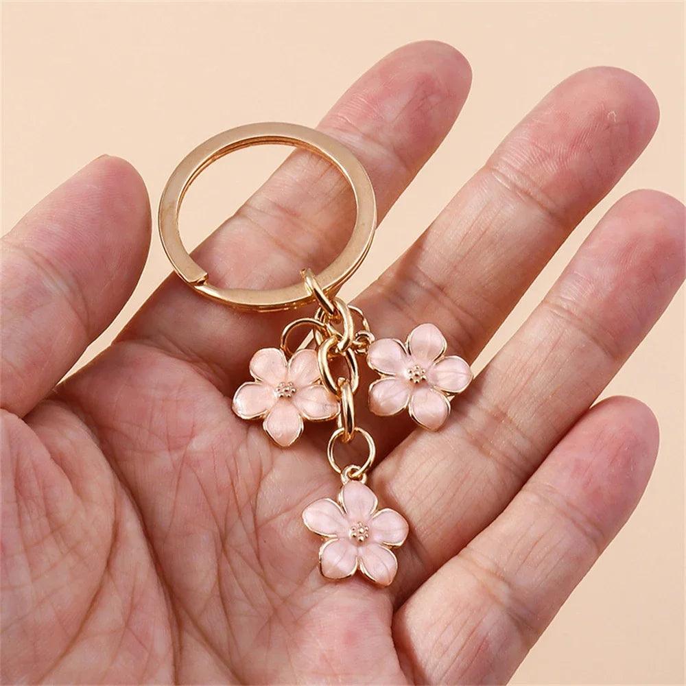 Unique Keychains - Cherry Blossom, Sakura Floral Tassel - TSKC6 - Touchy Style