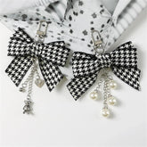 Unique Keychains - Classic Black White Lattice Bowknot - TSKC16 - Touchy Style