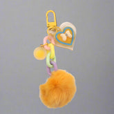 Unique Keychains - Classic Plush - Colorful Acrylic Heart, Pompom Keyrings - TSKC4 - Touchy Style