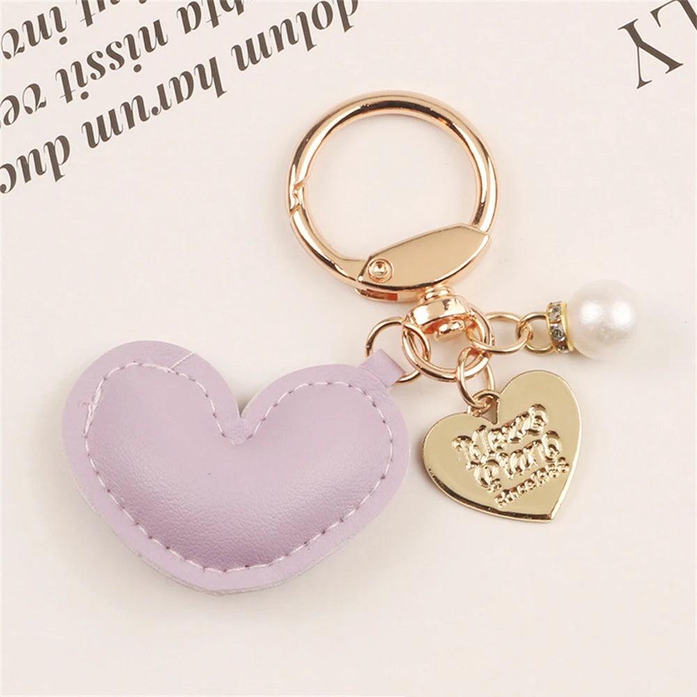 Unique Keychains - Simple PU Leather Heart Shaped Key Rings - TSKC5 - Touchy Style