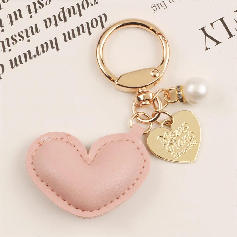 Unique Keychains - Simple PU Leather Heart Shaped Key Rings - TSKC5 - Touchy Style