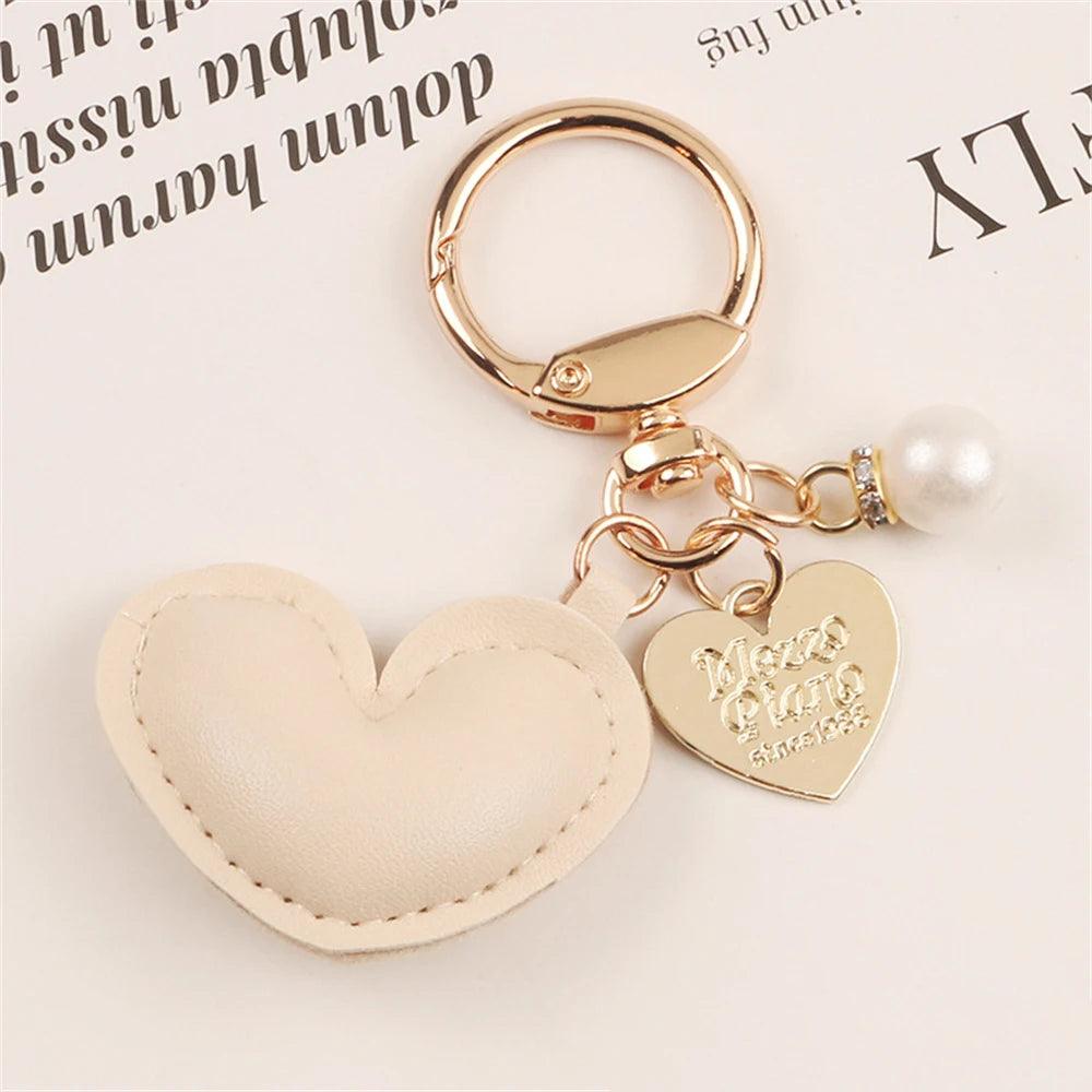 Unique Keychains - Simple PU Leather Heart Shaped Key Rings - TSKC5 - Touchy Style