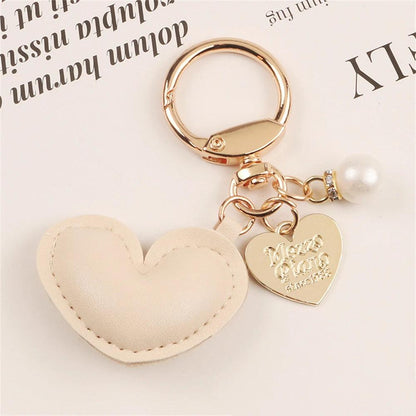 Unique Keychains - Simple PU Leather Heart Shaped Key Rings - TSKC5 - Touchy Style