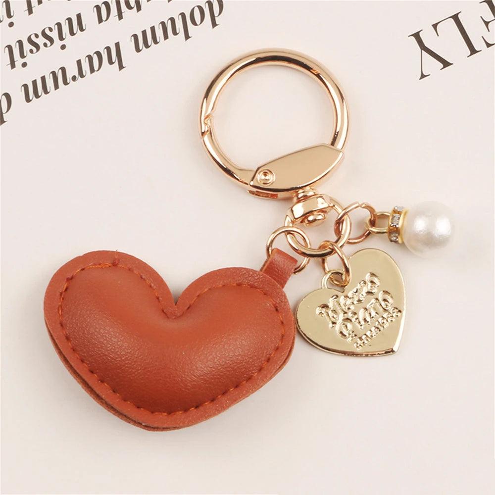 Unique Keychains - Simple PU Leather Heart Shaped Key Rings - TSKC5 - Touchy Style