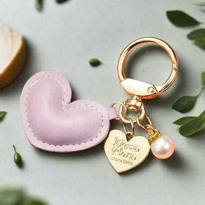 Unique Keychains - Simple PU Leather Heart Shaped Key Rings - TSKC5 - Touchy Style