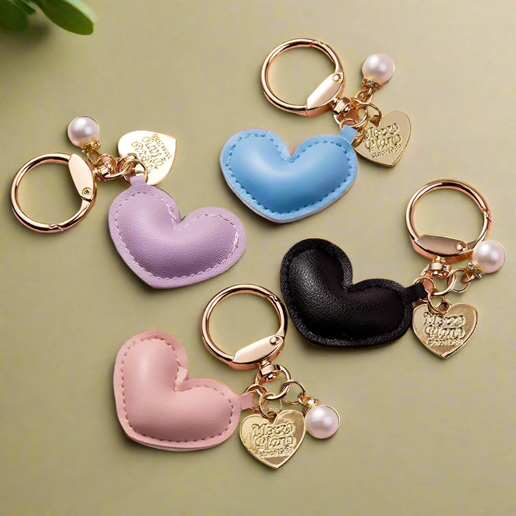 Unique Keychains - Simple PU Leather Heart Shaped Key Rings - TSKC5 - Touchy Style