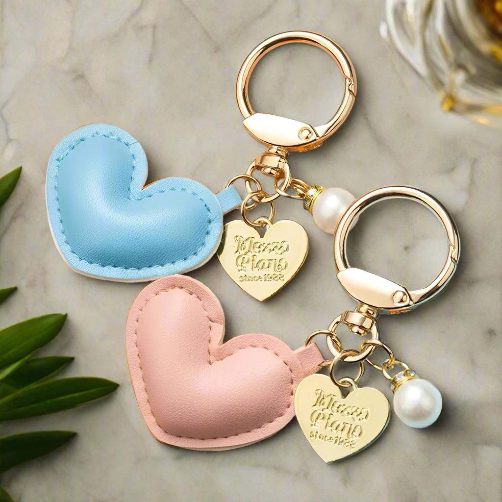 Unique Keychains - Simple PU Leather Heart Shaped Key Rings - TSKC5 - Touchy Style