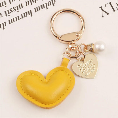 Unique Keychains - Simple PU Leather Heart Shaped Key Rings - TSKC5 - Touchy Style