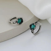 VBECJ123 Earring Charm Jewelry - 925 Sterling Silver Emerald Pearl Short Exquisite Simple Design - Touchy Style