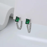 VBECJ123 Earring Charm Jewelry - 925 Sterling Silver Emerald Pearl Short Exquisite Simple Design - Touchy Style