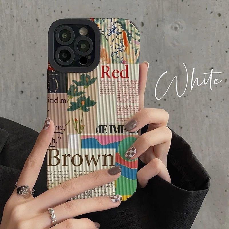 Vintage Letter Label Leather Cute Phone Cases For iPhone 14, 13, 12, 11 Pro, XS Max, Mini, XR, 7, 8 Plus, SE - Touchy Style