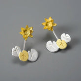 Water Lily Flower LFJA0117 Stud Earring Charm Jewelry 925 Sterling Silver - Touchy Style .