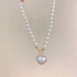 WB118: Luxury Heart-Shaped Simulated Pearl Necklace - Charm Jewelry - Touchy Style