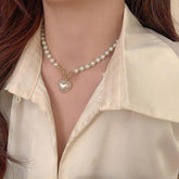 WB118: Luxury Heart-Shaped Simulated Pearl Necklace - Charm Jewelry - Touchy Style