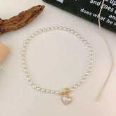 WB118: Luxury Heart-Shaped Simulated Pearl Necklace - Charm Jewelry - Touchy Style .